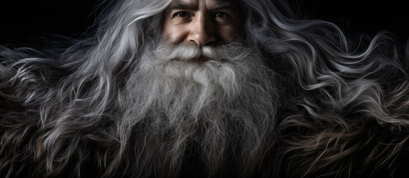 Santa Claus s gray beards isolated on black