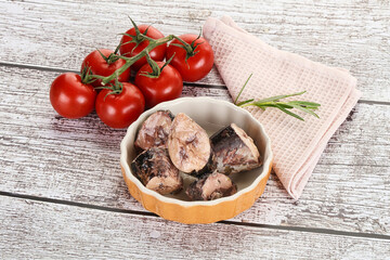 Pieces of canned tuna fish