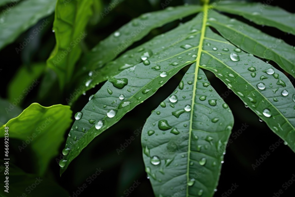 Wall mural rain droplets on coffee plant leaves