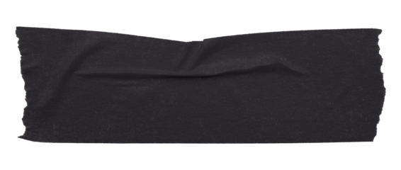 black crumpled torn tape isolated on transparent background