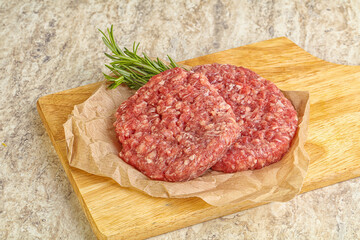 Raw beef burger cutlet for grill