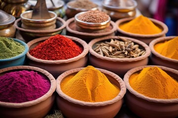 colorful indian spices carefully arranged