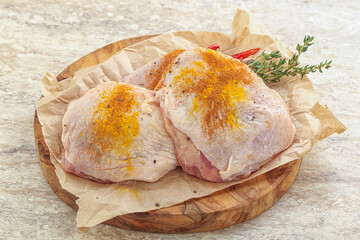 Raw chicken thigh for cooking