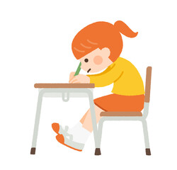 悪い姿勢で座る子供のイラスト素材