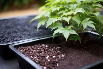 Badkamer foto achterwand soil and gravel for bonsai potting © altitudevisual