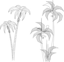 vector illustration sketch of palm tree architectural details to complete the scenic image