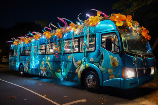 Bus decorated for new year 