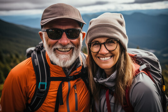 Adventurous seniors conquering mountain peaks in a thrilling rock-climbing expedition 