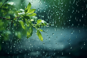 Heavy rain and water drops splashing, in motion, nature power, aesthetic look