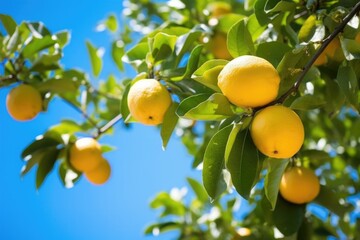 a lemon tree branch heavy with ripe lemons