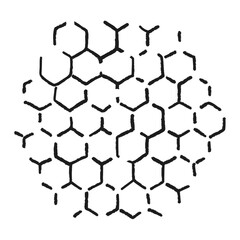 Propolis honey comb. Doodle hand drawn honeycomb structure. Honey, pollen, wax, parchment and bee products in sketch style. Stock black and white illustration isolated on a white background. - obrazy, fototapety, plakaty