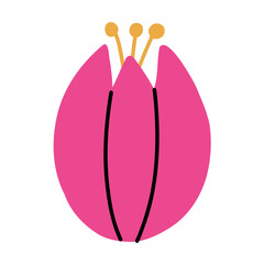 Doodle cartoon flower. Tree leaf, palm tree, flower. Decorative leaf and flower elements for cards. Stock vector illustration isolated on a white background.