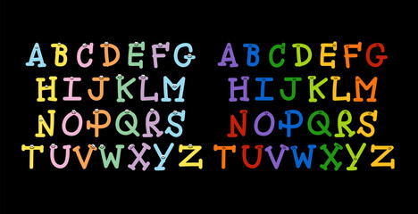 Pastel and rainbow A to Z alphabet designs for Pride Month, cartoon, emoji, font, typography, brand logo, campaign badges, fabric print, sticker, initials, calligraphy, patches, learning materials