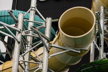 Water slides of a water park under construction.