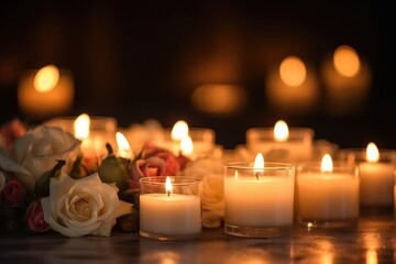 arrangement of candles creating romantic atmosphere