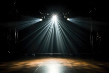 a single spotlight illuminating an empty stage