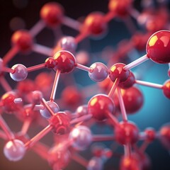 3d render of molecule  generated by AI