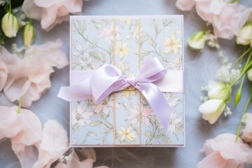 floral themed wedding invitation with pastel colors