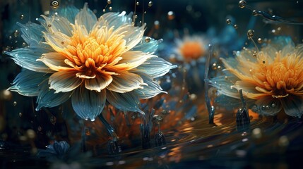 Wonderful Large scale Photo.Colorful Flowers.Art Design.Magic Light.Close up Photography.Conceptual Unique Image.Green Background.Fantasy Flower Art.Creative Wallpaper.Beautiful Nature