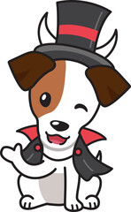 Cartoon jack russell terrier dog with halloween costume for design.