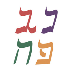 Symbols in Hebrew. Celebrating the traditional Jewish holiday Hanukkah. Family values and religious rituals. Vector illustration isolated on white background.