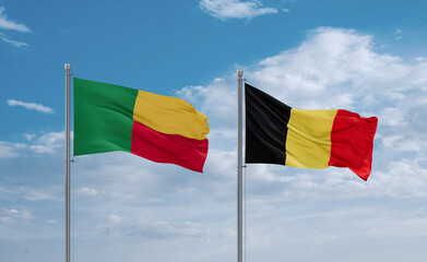 Belgium and Benin flags, country relationship concept