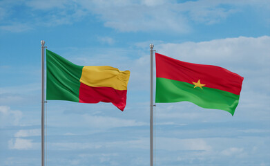 Burkina Faso and Benin flags, country relationship concept