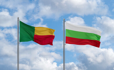 Bulgaria and Benin flags, country relationship concept