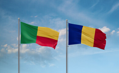 Chad and Benin flags, country relationship concept
