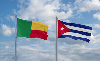 Cuba and Benin flags, country relationship concept