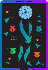Set of abstract geometric shapes on a black background. Vector illustration.