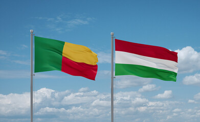 Hungary and Benin flags, country relationship concept