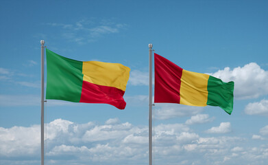 Guinea and Benin flags, country relationship concept