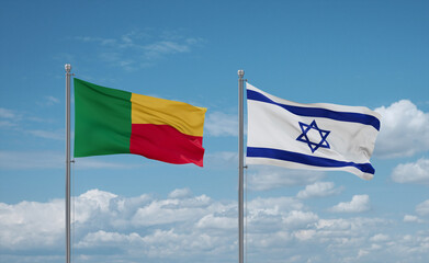 Israel and Benin flags, country relationship concept