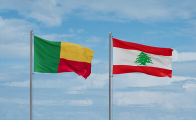 Lebanon and Benin flags, country relationship concept