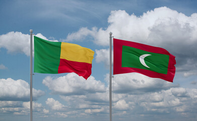 Maldives and Benin flags, country relationship concept