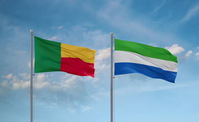 Sierra Leone and Benin flags, country relationship concept