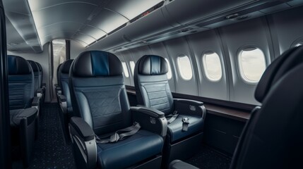 Aircraft cabin interior with modern amenities