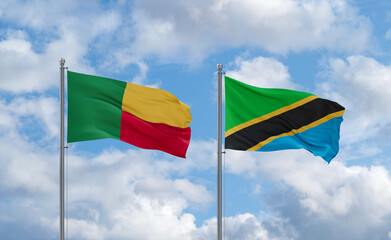 Tanzania and Benin flags, country relationship concept