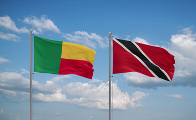 Trinidad and Tobago and Benin flags, country relationship concept