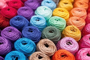 close up of multicolored loose crochet threads