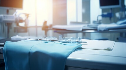 A medical background showcasing a clean surgical table