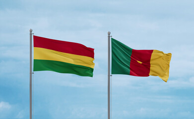 Cameroon and Bolivia flags, country relationship concept