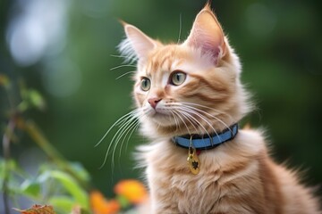 a kitten wearing a new collar bell