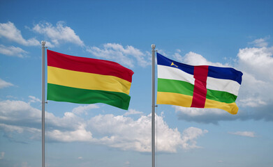 Central African Republic and Bolivia flags, country relationship concept