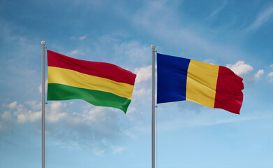 Chad and Bolivia flags, country relationship concept
