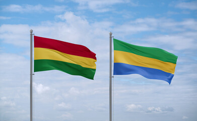 Gabon and Bolivia flags, country relationship concept