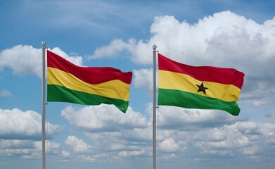 Ghana and Bolivia flags, country relationship concept
