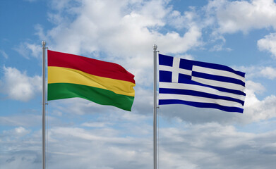 Greece and Bolivia flags, country relationship concept