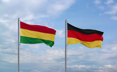 Germany and Bolivia flags, country relationship concept